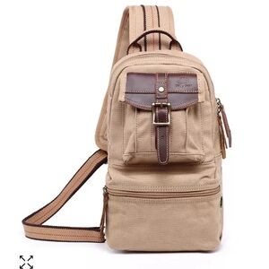 TSD BRAND Turtle Ridge Canvas Sling Bag